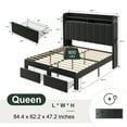 thumbnail image 3 of Amolife Queen Size Platform Bed Frame with 2-Tier LED Storage Velvet Wingback Headboard & 2 Storage Drawers, USB & Type-C Charging Ports, Black, 3 of 11