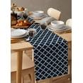 thumbnail image 3 of Navy Blue Morocco Short Table Runners 36 Inches, Cotton Linen Fabric Table Runner Dresser Scarf, Farm Country Moroccan Geometric Plaid Tablerunner for Party/Kitchen/Dinner/Wedding Decor 13''x36'', 3 of 7