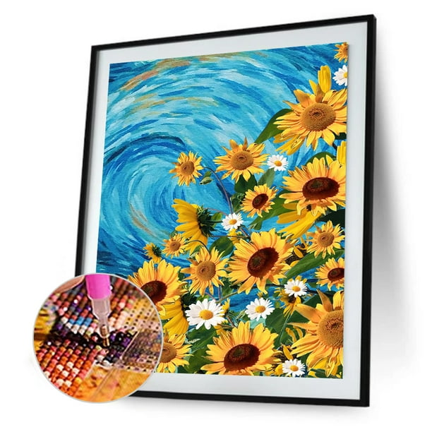 Cuadros Decorativos Kit de pintura de diamante 5D Whirlpool Girasol Taladro redondo completo Rhinestone DIY Sywqhk Nuevos Originales