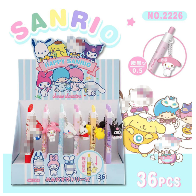 Bolígrafo colgante de muñeco de Anime Sanrio, bolígrafo de firma de Anime Hello Kitten Kuromi, bolígrafo negro neutro de 0,5mm, regalos My Melody para niños