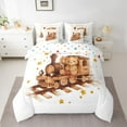 thumbnail image 2 of Feelyou Cartoon Train Kids Twin Bedding Sets 7-Piece, Dreamy Bear Stars Print Bedding Comforter Set, Vintage Steam Engine Reversible Sheet Sets, Breathable Home Decor, 2 of 8