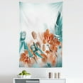 thumbnail image 1 of Exotic Tapestry, Exotic Orchids Blossom Leaves on Blurred Background Floral Themed Modern Art, Fabric Wall Hanging Decor for Bedroom Living Room Dorm, 5 Sizes, Orange and Teal, by Ambesonne, 1 of 1