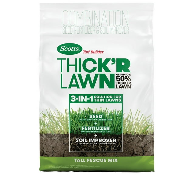 Scotts Turf Builder Thick'R Lawn Tall Fescue Mix, Thickens Thin Grass, 12 lbs.