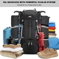 thumbnail image 2 of Mochila de senderismo Loowoko 50 L impermeable con funda para lluvia 45+5 L, 2 of 6