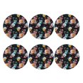 thumbnail image 2 of Fuzoiu Hibiscus Rose Print Leather Coasters Set,Drink Coasters Set of 6,for Tabletop Protection, Durable PVC Coasters,Home Décor and Housewarming Gift,Round Shape, 2 of 7