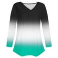 thumbnail image 5 of Womens V Neck T Shirts, Long Sleeve Shirts for Women Fall Fashion Loose Fit Ombre Tie Dye Dressy Blouses T-Shirts with Oblique Buttons S-2XL, 5 of 6