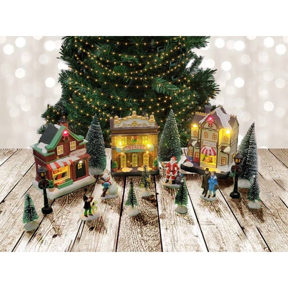 Wizardi Christmas Village Set with LED Lights F07M4-28-W223