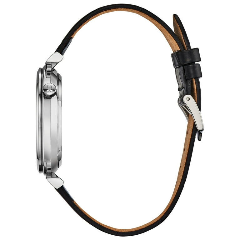 Bulova Men's Automatic Black Leather Strap Watch 96A234