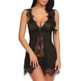 thumbnail image 2 of Deals under 5.00 Lindreshi Lingerie Sets for Women Women Sexy Intimates Lace Stitching Siold V Neck Sexy Intimates Sleepwear, 2 of 4