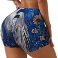 thumbnail image 2 of Kdxio Blue Heron Floral Garden Print Workout Shorts for Women Seamless Soft Smooth Gym Yoga Scrunch Active Shorts, 2 of 5