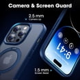 thumbnail image 5 of for iPhone 14 Pro Case with Magnetic Invisible Stand [Military Drop Protection] [Compatible with MagSafe] Shockproof Slim Translucent Matte Ring Holder Phone Case for Men Women 6.1 Inch, Blue, 5 of 7