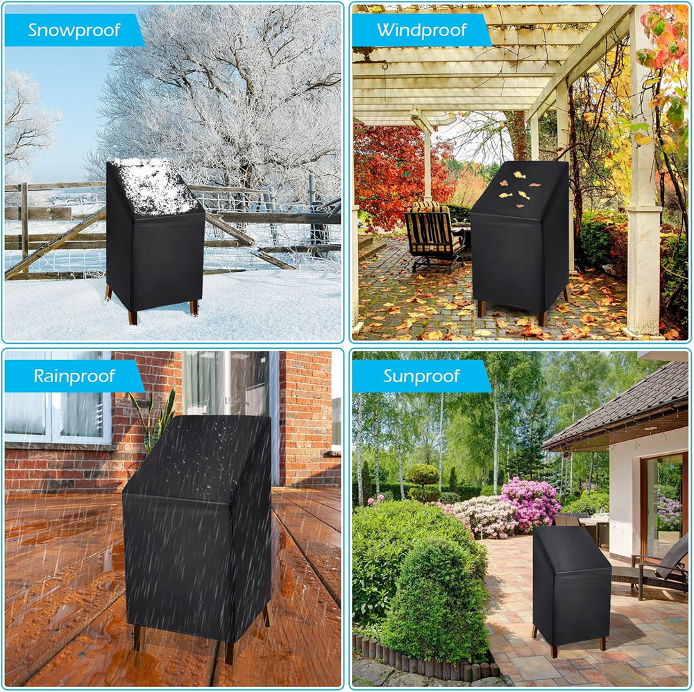 Triani 27W x 27D x 47H Patio Furniture Covers Waterproof Dust Proof Stackable Dining Chairs Rainproof and Snow Proof High Back Patio Stacking Chair Covers
