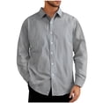 thumbnail image 2 of Men's Shirts Under $5.00 Big And Tall Button Down Long Sleeve Casual Fashion Stripe Lapel Button Long Sleeve Shirt Blouse, 2 of 9