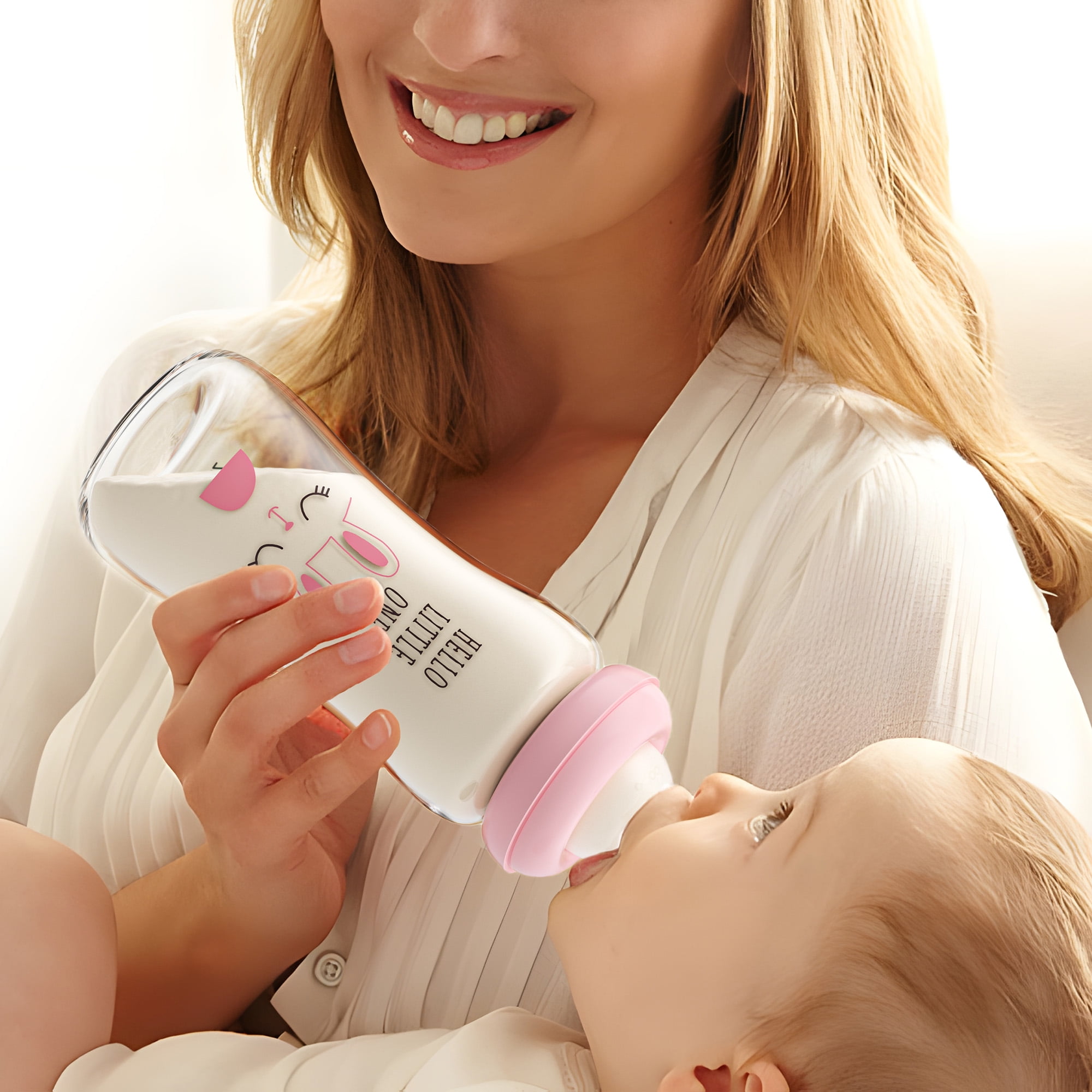 YOHKOH 8.8 oz Glass Baby Bottle,Red,Level 2 Nipple,Wide-Neck Bottle,2pk,for 3m+ Toddler