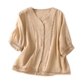 thumbnail image 2 of Bixock Women's Maternity Tops 3/4 Sleeve Button Down Maternity Shirts Crew Neck Maternity Blouse Soft Breathable Pregnant Tops Comfortable Maternity Clothings, 2 of 6