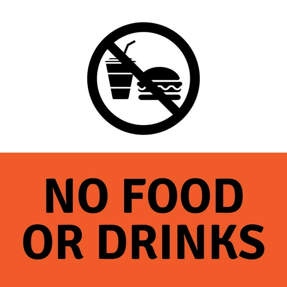 Square Plus No Food or Drinks Wall or Door Sign | Workplace Health and Hygiene - Large