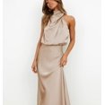 thumbnail image 2 of Robe Longue Plissée Sans Manches en Satin d'Été pour Femmes, 2 of 3