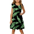 thumbnail image 2 of JINMIC Robes à Imprimé Graphique pour Filles, Col Rond, Manches à Volants, Tenues Décontractées pour Enfants, Rentrée Scolaire d'Été, Noir, 7 Ans, 2 of 8