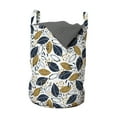 thumbnail image 1 of Garden Laundry Bag, Weathered Illustration of Autumnal Hand Drawn Isolated Leaves Spots, Basket with Handles Drawstring Closure for Laundromats, 13" x 19", White Pale Coffee Indigo, by Ambesonne, 1 of 4