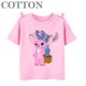 thumbnail image 3 of Camiseta de algodón con cuello redondo y manga corta para niños y bebés, diseño de dibujos animados de Disney Stitch, anime, moda de verano, 3 of 5