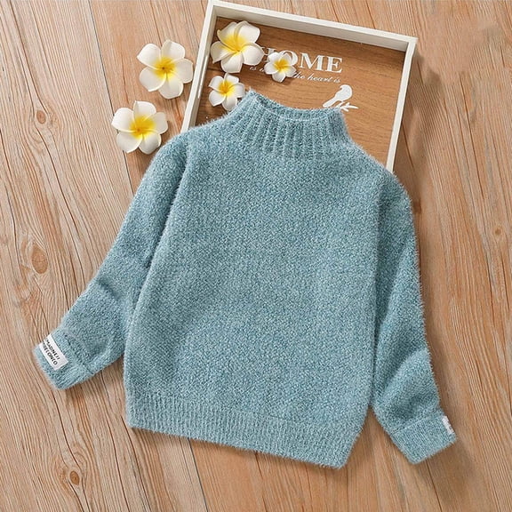 AOOCHASLIY Black and Friday Kid Tops Fall/Winter Medium and Large Boys Girls Round Neck Pullover Sweater