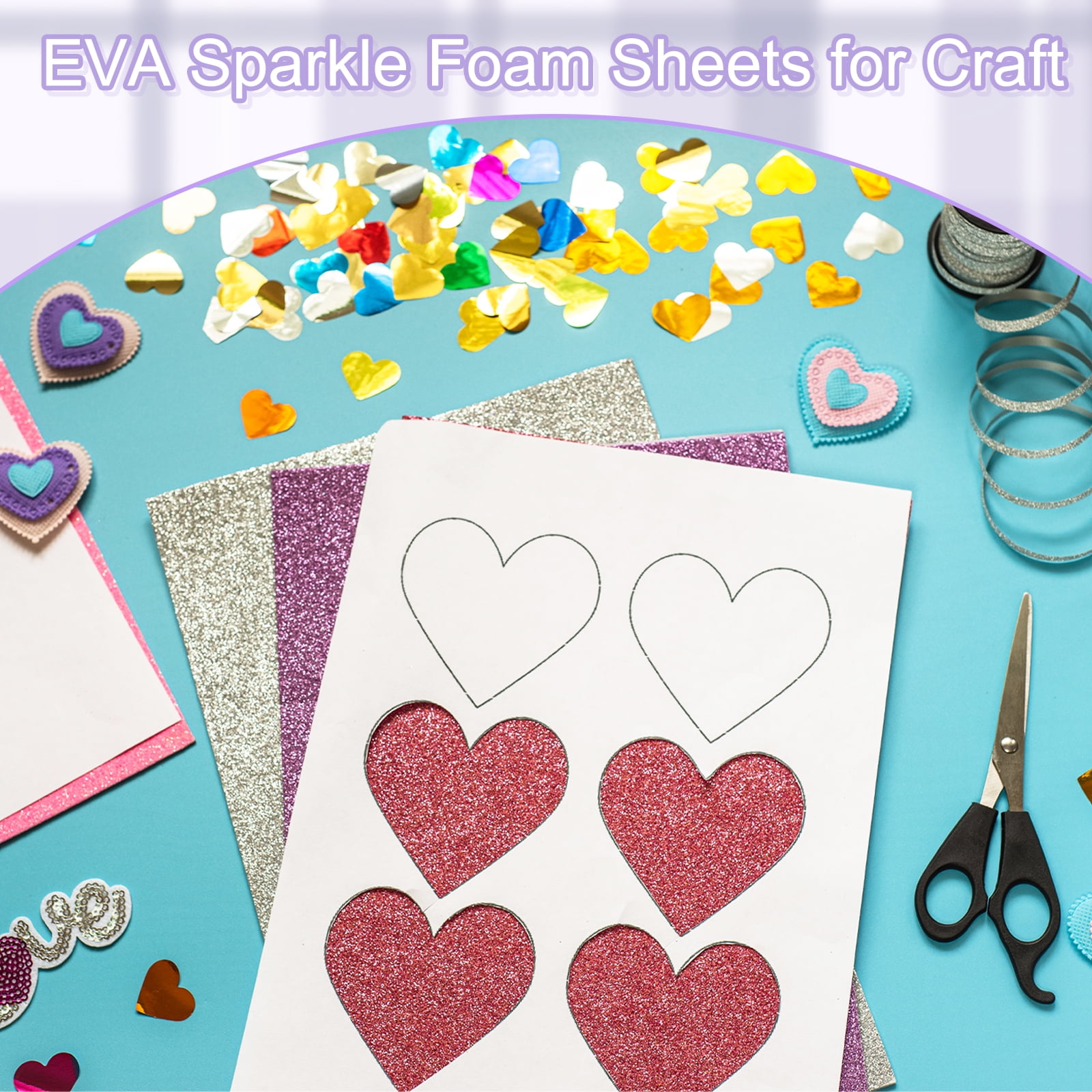 Unique Bargains Glitters Foam Sheets Self-Adhesive Sparkle EVA for Crafting Light Green