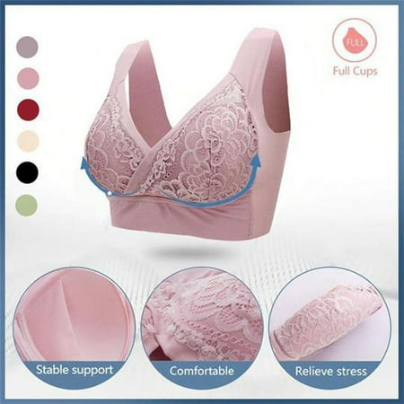 

dmqupv Womens Bras Women Yoga Sports Front Closure Extra-Elastic Breathable Lace Trim Bra Underwear Purple L5