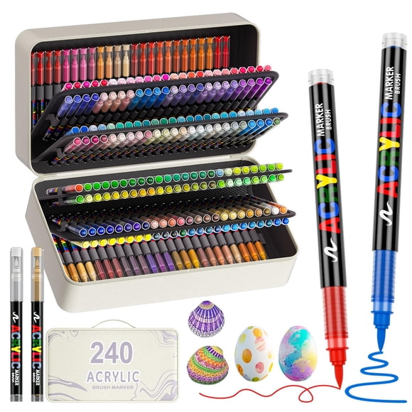 Marcadores de pintura acrílica DICEKOO, 240 colores, puntas de pincel suaves