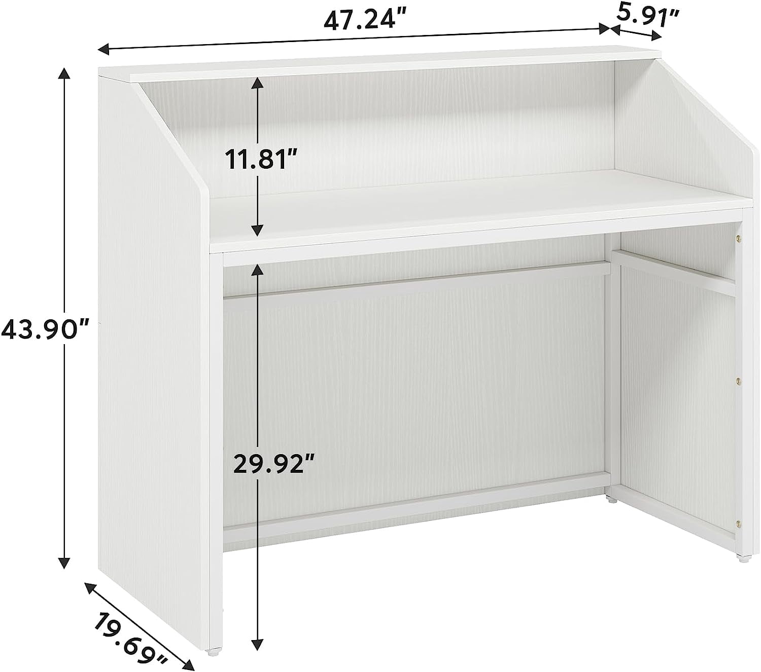 Tribesigns Modern 47" Front Desk, Wood Reception Desk Retail Counter for Salon, Home Office, White