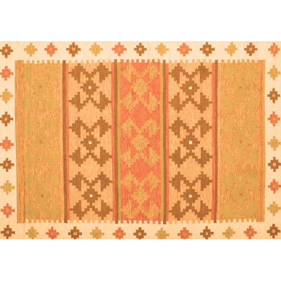 Ahgly Company Indoor Rectangle Abstract Orange Contemporary Area Rugs, 2' x 3'