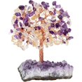 thumbnail image 3 of Árbol de cristal natural de cuarzo rosa, aguamarina y amatista con base de cristal de racimo de amatista, figuras de árbol de dinero, decoración de escritorio Feng Shui, decoración de altar de mesa, 3 of 4