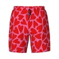 thumbnail image 4 of Lsque Mens Swim Trunks Red Love Heart Pattern - Bathing Suit Compression Liner - Beach Swim Shorts Swimwear - (S-3XL) - Stretch Quick Dry -Medium, 4 of 9