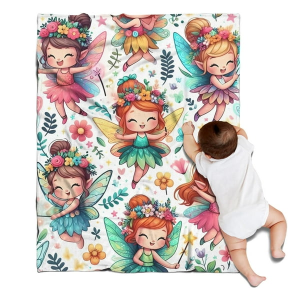 Colorful Fairy Princess Pattern Blanket,Comfortable Soft Lamb Wool Throw Blanket,All Season,Warm Lightweight Blankets for Sofa Bed Couch Living Room Chair,30"x40"