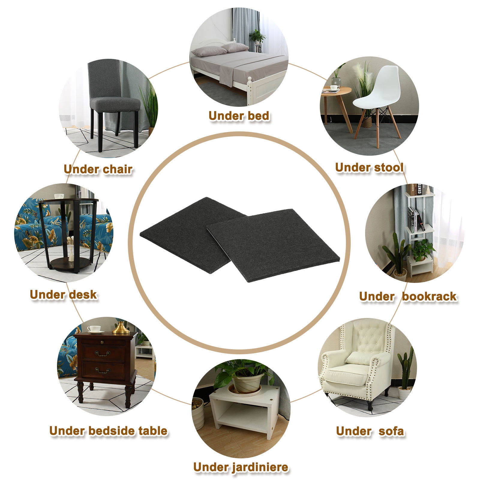Felt Furniture Pads, 32Pack 4.72" x 4.72" Adhesive Backed Felt Non-slip Anti-scratch Chair Leg Protectors for Protecting Hardwood Floor, Black
