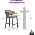 thumbnail image 2 of PURPLE LEAF Outdoor Counter Height Bar Stools Set of 2 Patio Wicker Modern High Bar Chairs Metal Barstools with Backs and Ergonomic Armrest for Balcony Garden Indoor Kitchen Island, Light Gray, 2 of 9