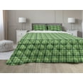 thumbnail image 1 of Checkered Comforter & Sham Bedding Set, Old Fashioned Irish British Tile Mosaic in Vibrant Green Colors, 3 pcs Duvet Set Microfiber Filling Quilt, 5 Sizes, Emerald Lime Green White, by Ambesonne, 1 of 4