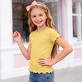thumbnail image 4 of Toddler Girls solid color short sleeve shirt T Shirts Ruffle Short Sleeve Summer 0-24 Months 2t 3t 4t 5t 6t 7t Pleated Crewneck Casual Tops Tees Blouses Gibobby,7-8 Years,Yellow, 4 of 6