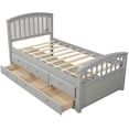thumbnail image 2 of Twin Size Platform Storage Bed Wood Platform Bed with 6 Drawers, Captains Bed Bedroom Furniture with 6 Drawers,Gray, 2 of 6
