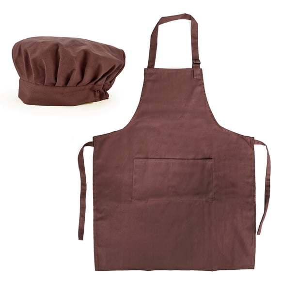 (Prix/1 Ensemble)Opromo Ensemble de Toque de Chef en Toile de Coton à Tablier Ajustable pour Hommes et Femmes-Coffee-L