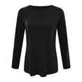 thumbnail image 4 of yueewhu Long Sleeve Shirts for Women Casual Crew Neck Basic Fall Tops Loose Fit Comfy (Black, XL), 4 of 4
