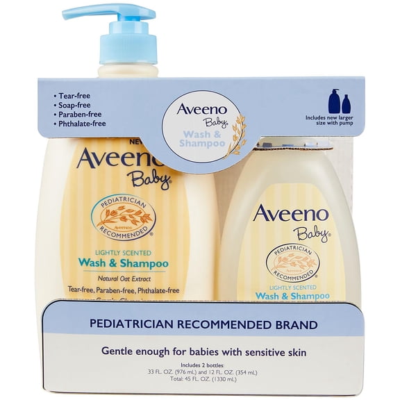 Aveeno Baby Wash and Shampoo (33 Fluid Ounce and 12 Fluid Ounce)