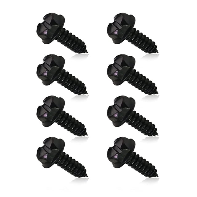 GFDYREE 8 PCS License Plate Screw Kit, Stainless Steel Weather Proof Bolts Fasteners, Self Tapping Mounting, for Front Rear License Plates & License Plate Frame Covers of Cars, Trucks SUVs (