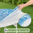 thumbnail image 5 of 44Inch Round Tablecloth with All-Around Elastic, Spillproof Cover Featuring a Boho Floral Design for 38-42" Tables, 5 of 7