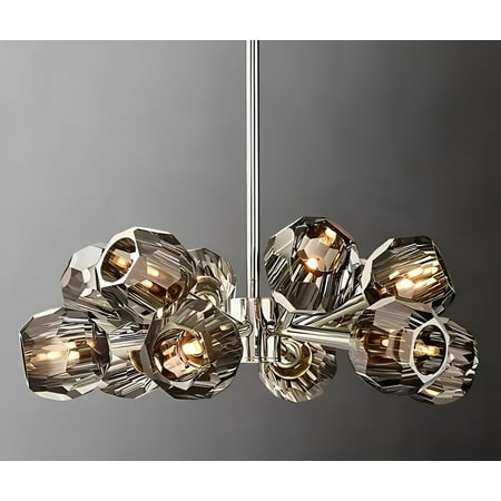 

FINE MAKER Crystal Pendant Light Chrome Silver Finish Chandelier Modern 12 Light Sputnik Hanging Ceiling Light Fixture for Living Room Dining Room 24 110V