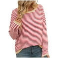 thumbnail image 2 of Qepwscx Women's Knit Tops Baggy Sweaters Top Long Sleeve Chunky Knit Pullover Tops Fashion Clothes Stripe Crew Neck Knitted Jumperes Tops 2025 Winter Shirts Loose Fits Outerwear, 2 of 6