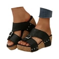 thumbnail image 3 of Slippers for Women,Slippers Comfortable Open Toe Sandals With Thick Sole For Casual Outdoor Relaxation Summer Style,Womens Slippers,Black,6.5, 3 of 9