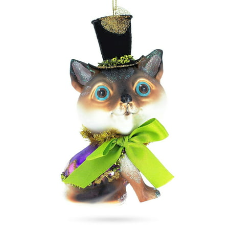 Cat in the Hat Blown Glass Christmas Ornament