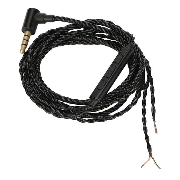 Cable de repuesto para auriculares, Cable de cobre mejorado semiacabado con micrófono para auriculares