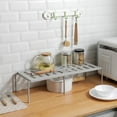 thumbnail image 3 of CNKOO Expandable Cupboard Shelf 36cm to 69cm Kitchen Cupboard Shelf Organiser Multi-Function Storage Rack for Kitchen Cabinets  Counter-Tops  Pantries (Grey, 3 of 10