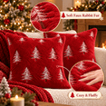thumbnail image 3 of LOMYOLO Christmas Pillow Covers 18x18IN Set of 2,Soft Faux Fur Throw Pillow Case with Embroidered Christmas Tree, Holiday Decorative Pillowcases for Couch Sofa Bed Farmhouse Winter Xmas Decor-RED, 3 of 7